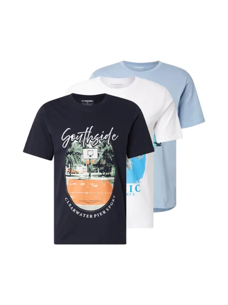 JJ Rebel Tricou JREBBAS bleumarin / albastru deschis alb