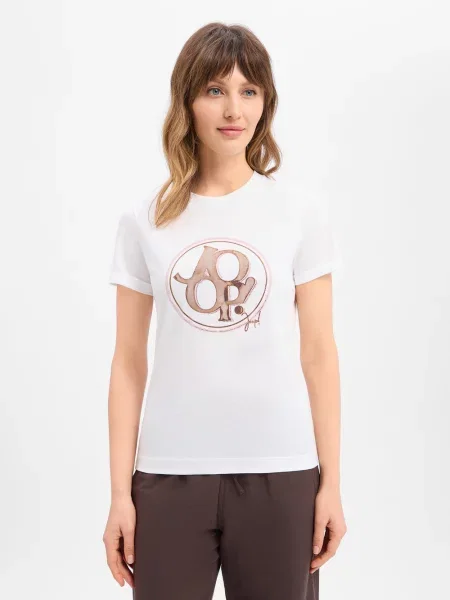T-shirt z obszyciem z kamieni stras Joop! biała
