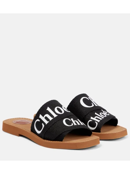 Plátěné sandály Chloé černé