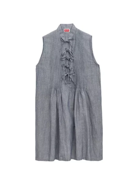 Rochie mini Kenzo cu broderie fără mâneci albastru