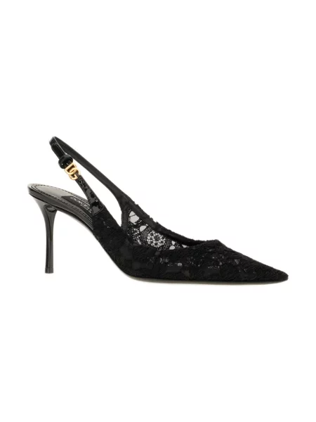Czółenka Dolce And Gabbana skórzana z otwartą piętą czarna