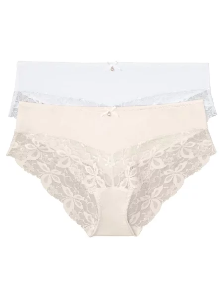 Figi panty z delikatną koronką 2 pary białe