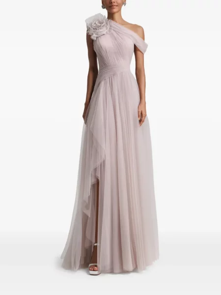 Rochie Gemy Maalouf cu model floral cu un umăr gol roz