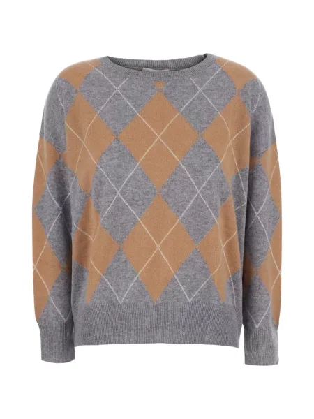 Pulover Solocascmir cu model argyle gri