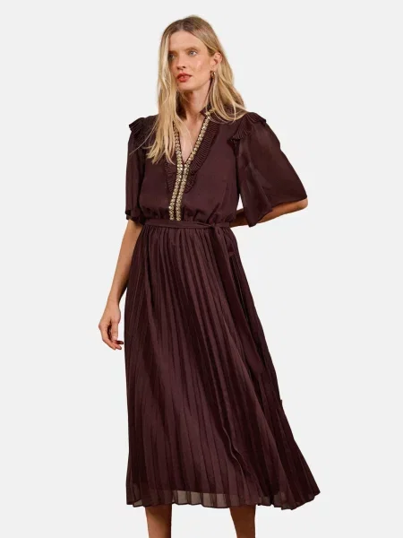 Love & roses Rochie ciocolatiu / auriu