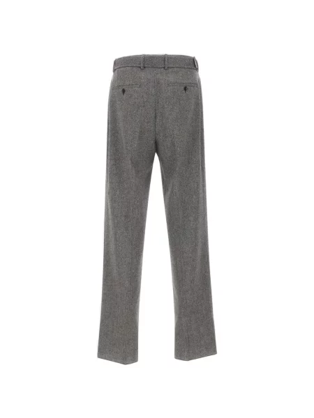 Pantaloni Tagliatore cu model herringbone gri