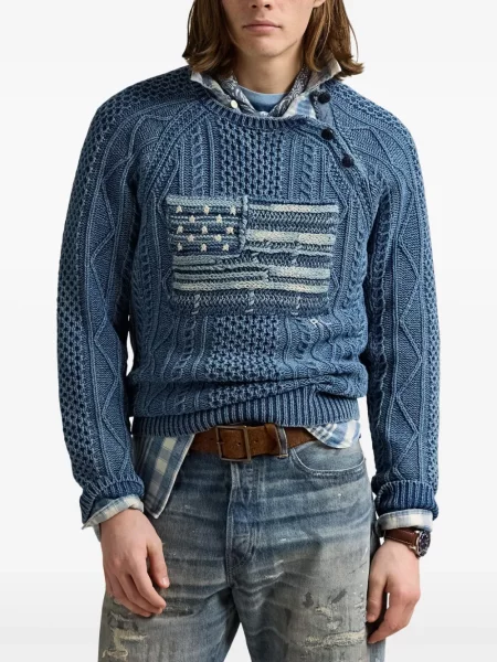 Tricou Polo Ralph Lauren din piele cu broderie în carouri maro