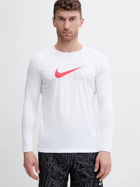 Nike plážové tričko s dlouhým rukávem bílé