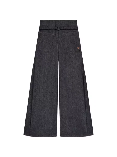 Pantaloni palazzo Courreges albastru