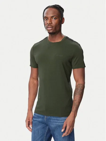 Guess T-shirt Tamno Regular Fit zelena