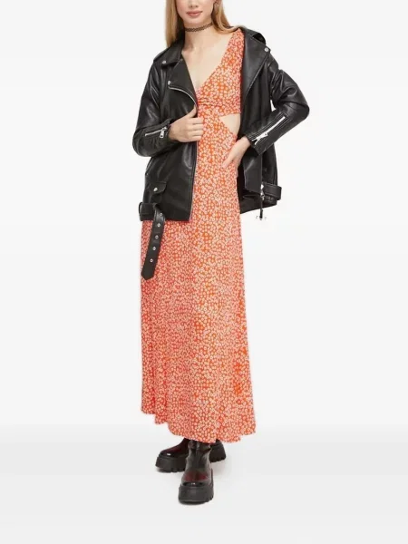 Rochie maxi Billabong cu model floral de costum portocaliu