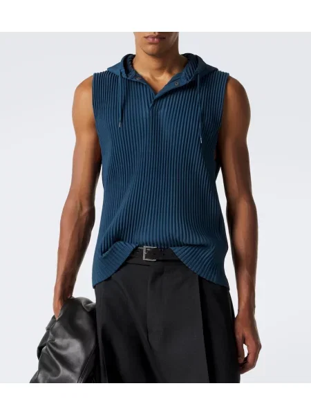 Srajca Homme Plissé Issey Miyake s kapuco modra