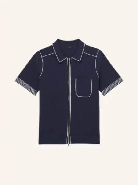 Reiss Pletená Košile Blake tmavě modrá bílá