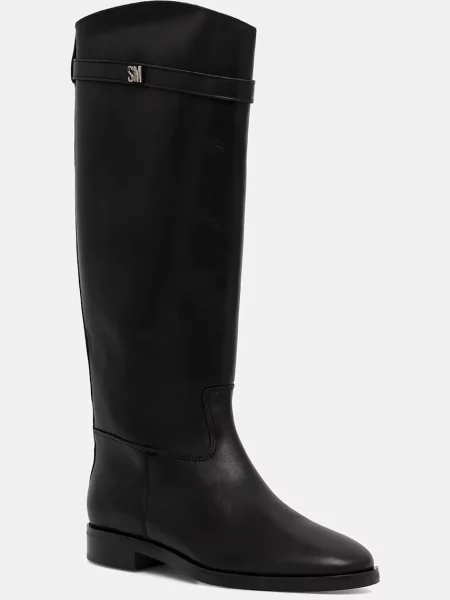 Kožne čizme Steve Madden Novi ravni potplat crna