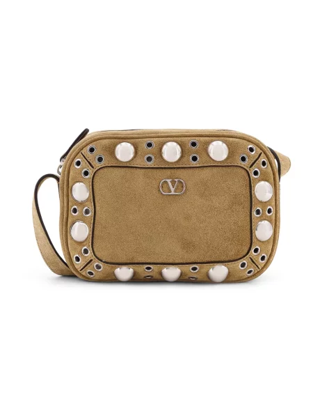 Torebka crossbody Valentino Garavani zamszowa beżowa
