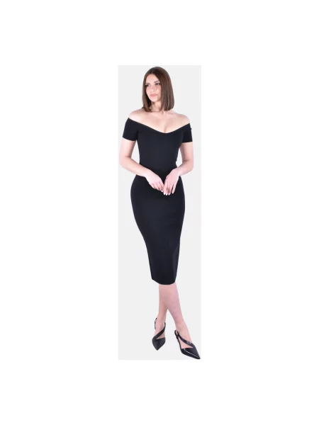 Max Mara Studio Sukienki Kobieta S Dopasowana Sukienka Midi z Gorsetową Górą czarny
