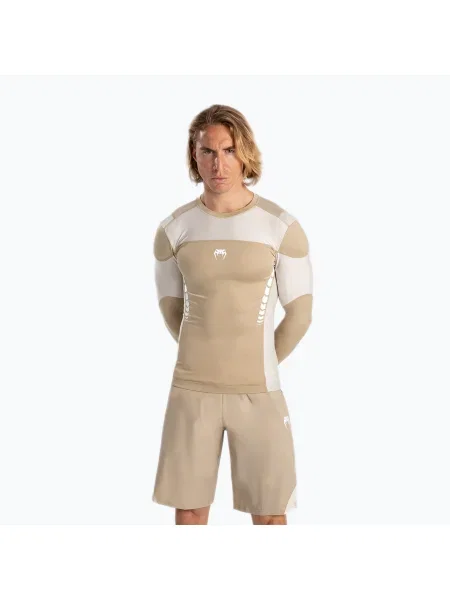 Trening bărbați cu mânecă lungă Venum Tempest Rashguard bej/nisip bej