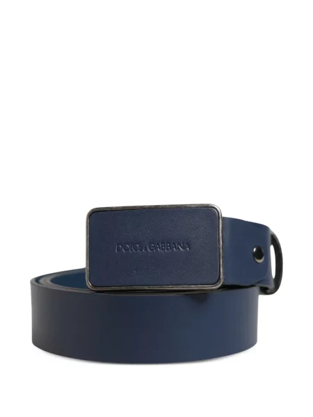 Curea Dolce & Gabbana din piele cu autograf albastru