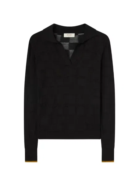 Lung tricou Retori din jacard negru