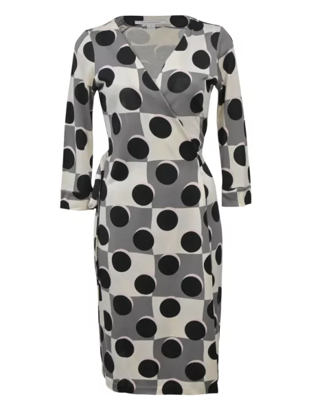Taškuotas apvynioti kostiumas suknele Dvf Diane Von Furstenberg balta
