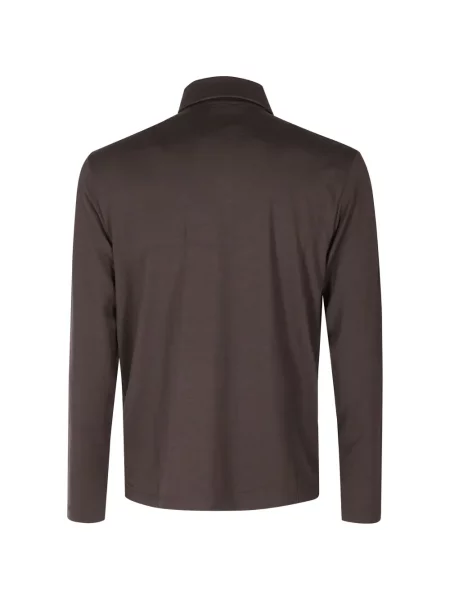 Lung tricou polo Seventy de lână maro