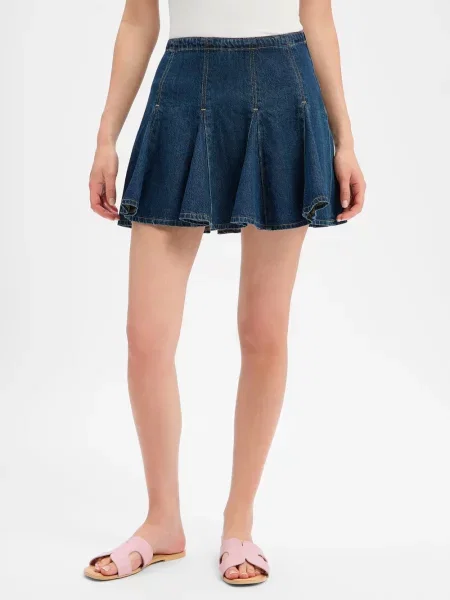 Jeansowa spódnica mini z mieszanka bawełny i lyocellu model GODET' Levi's niebieska