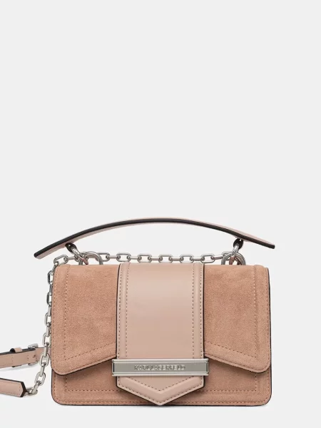 Karl Lagerfeld geantă crossbody pentru femei din piele întoarsă K/NOVA bej