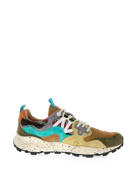 Sneakerși Flower Mountain din piele de căprioară cu model floral maro