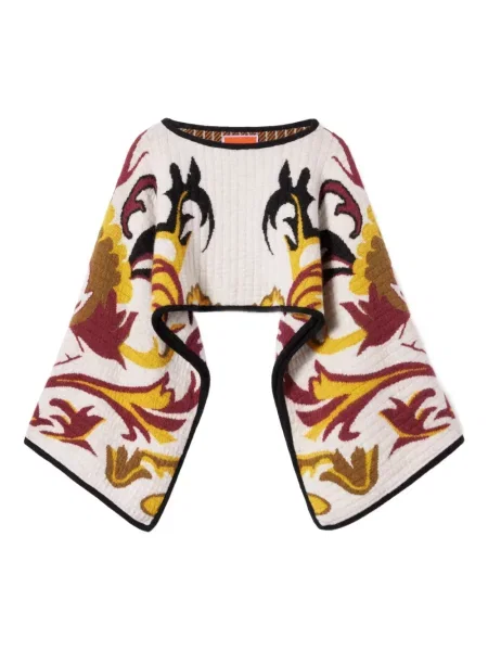 Pulover La Doublej cu model floral alb