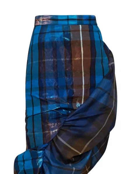 Pledas midi sijonas Vivienne Westwood su raukiniais mėlyna