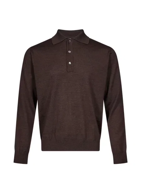 Lung tricou polo Another Aspect maro