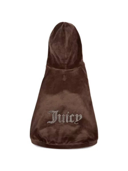 Суичър с качулка Juicy Couture с автограф кафяво