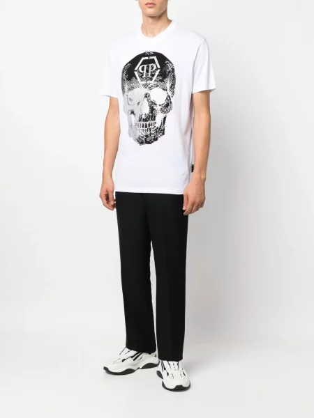 Raštuotas marškinėliai Philipp Plein balta