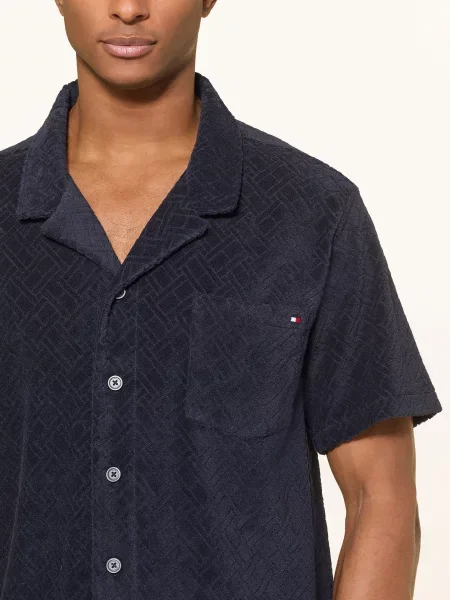 Tommy Hilfiger Resortová Košile Comfort Fit Z Froté tmavě modrá