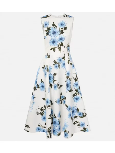 Sukienka midi Emilia Wickstead w kwiatki do kolan garniturowa niebieska