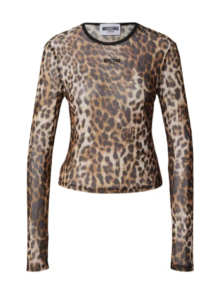 Moschino Jeans Majica kremna / čokolada / temno rjava
