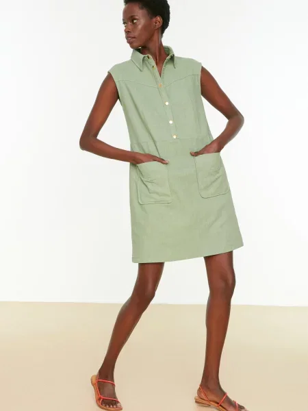 Lniana sukienka mini Trendyol