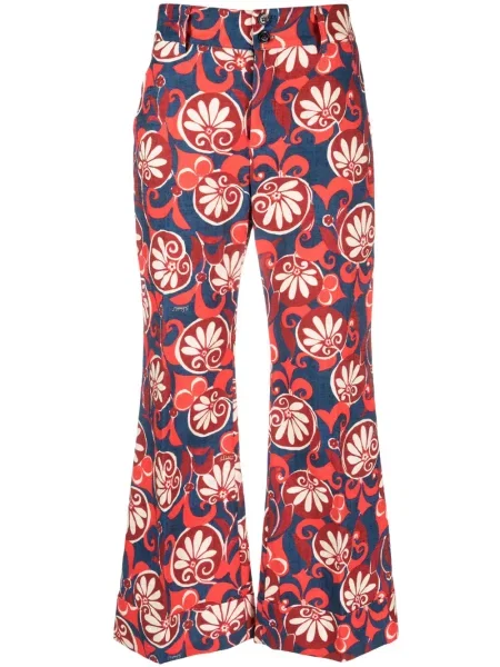 Pantaloni La Doublej cu model floral cu imagine albastru