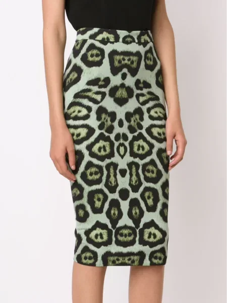 Fustă tip creion Givenchy cu imagine cu model leopard verde
