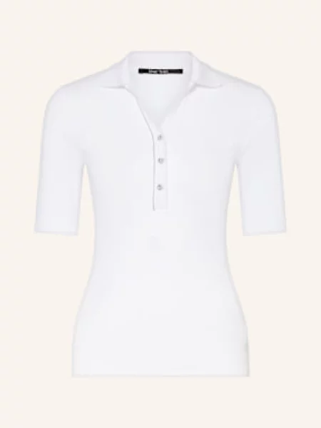 Marc Aurel Koszulka Polo Z Dżerseju Z Ozdobnymi Kamykami weiss białe