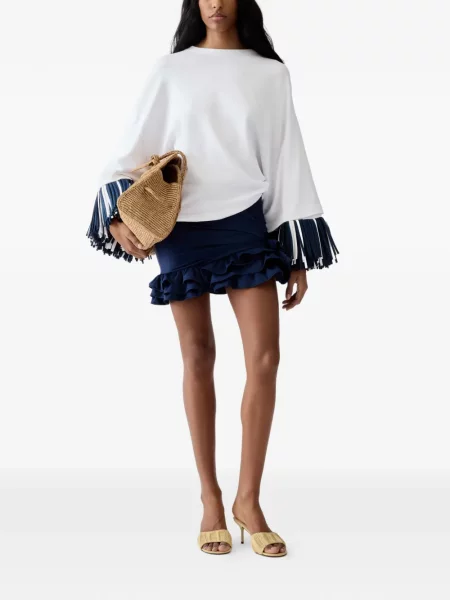 Tricou Jacquemus cu franjuri alb