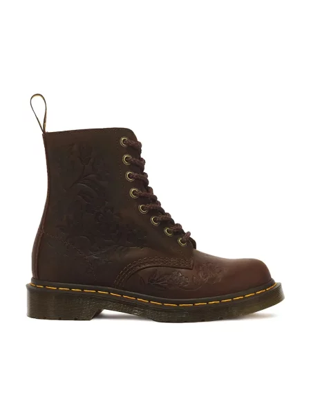 Dr. Martens Kotníkové boty kožené Pascal Emboss Floral hnědé