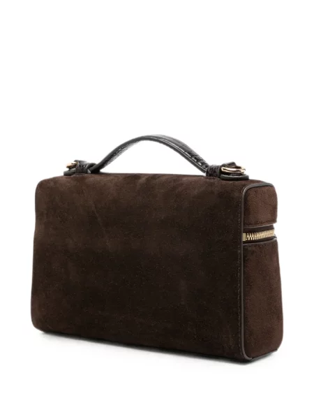 Szarvasbőr shopper táska Tory Burch autogrammal barna