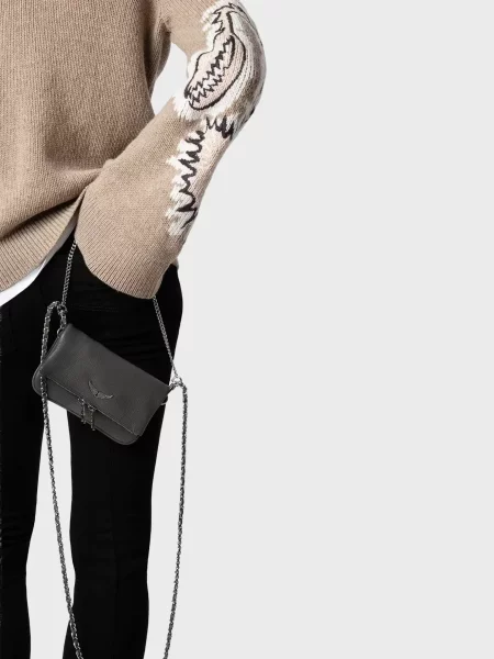Шкіряний клатч Zadig&voltaire сірий