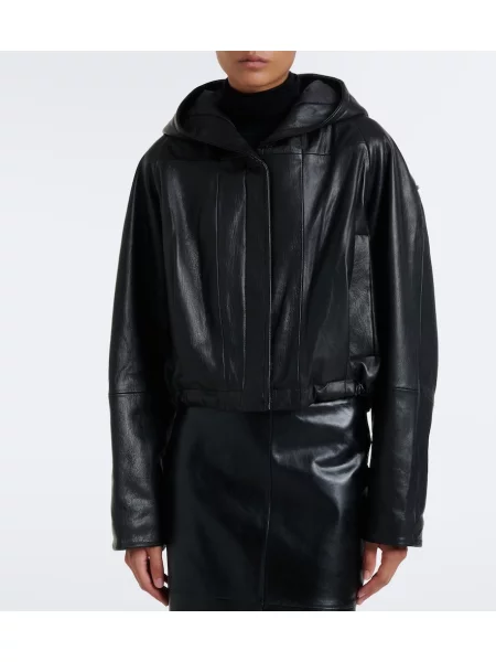 Geanta de piele Sportmax cu glugă negru