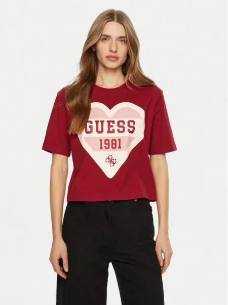 Тениска Guess винено червено