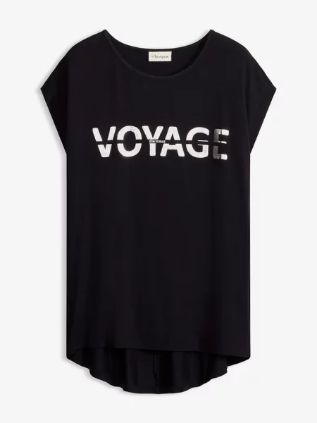 Długi T-shirt z mieszanki czarna