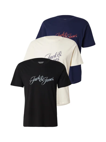 JACK & JONES Tricou JORInwood bej / albastru marin / roșu negru
