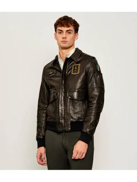 Aeronautica Militare Geacă de piele negru
