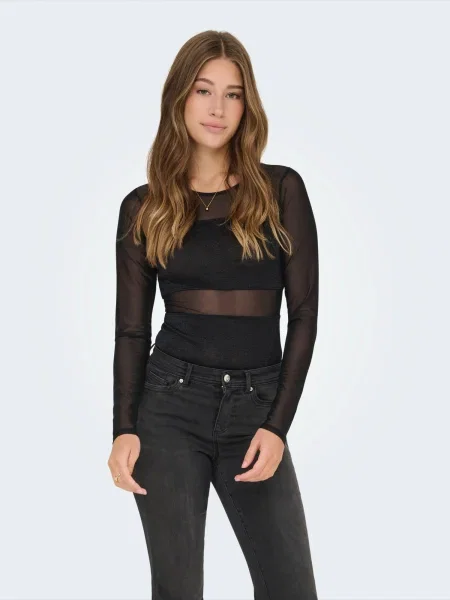 ONLY Tricou body / amestecat negru